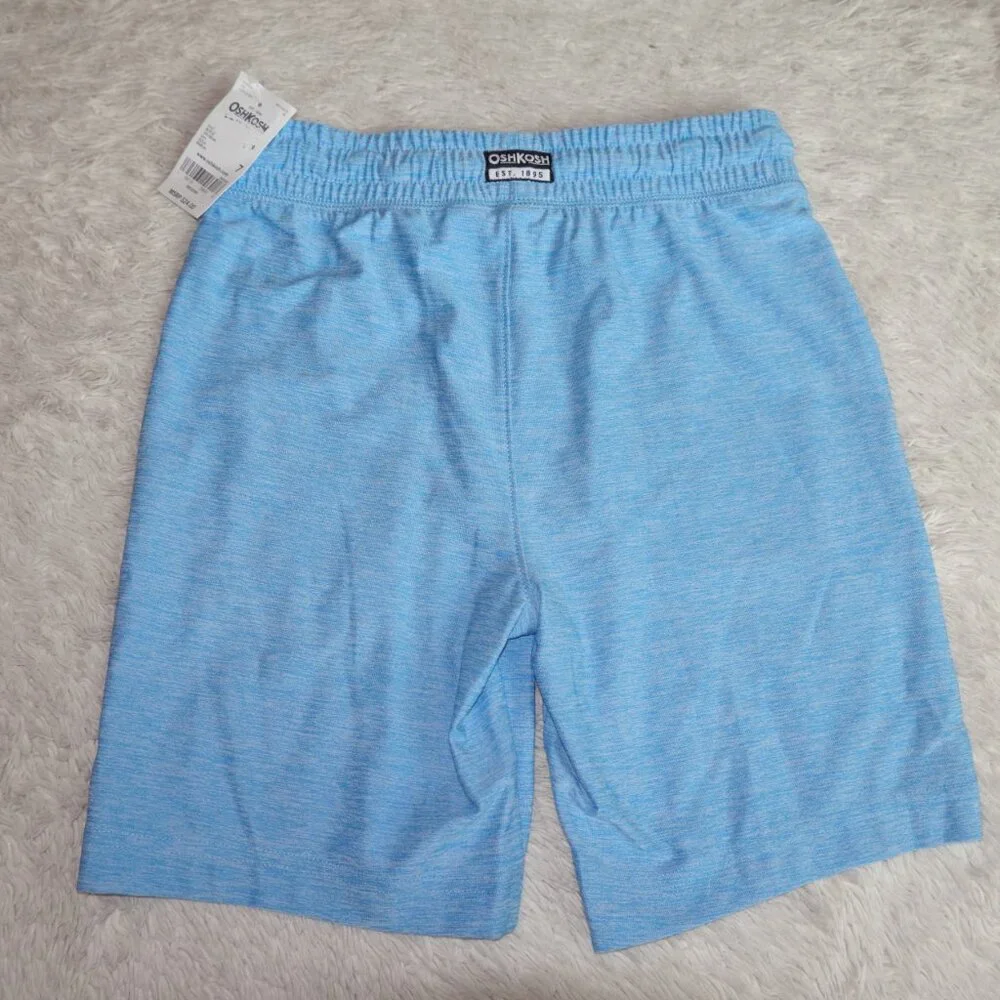 Boys Size 7 Osh Kosh Blue Pull On Shorts, Elastic Waist, Quick Dry Fabric, NWT